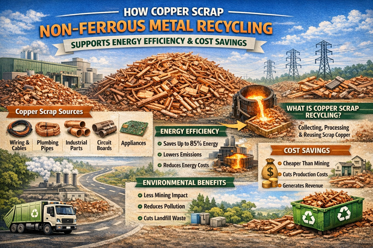 How Copper Scrap Non-Ferrous Metal Recycling Supports Energy Efficiency and Cost Savings - Botany Recycling